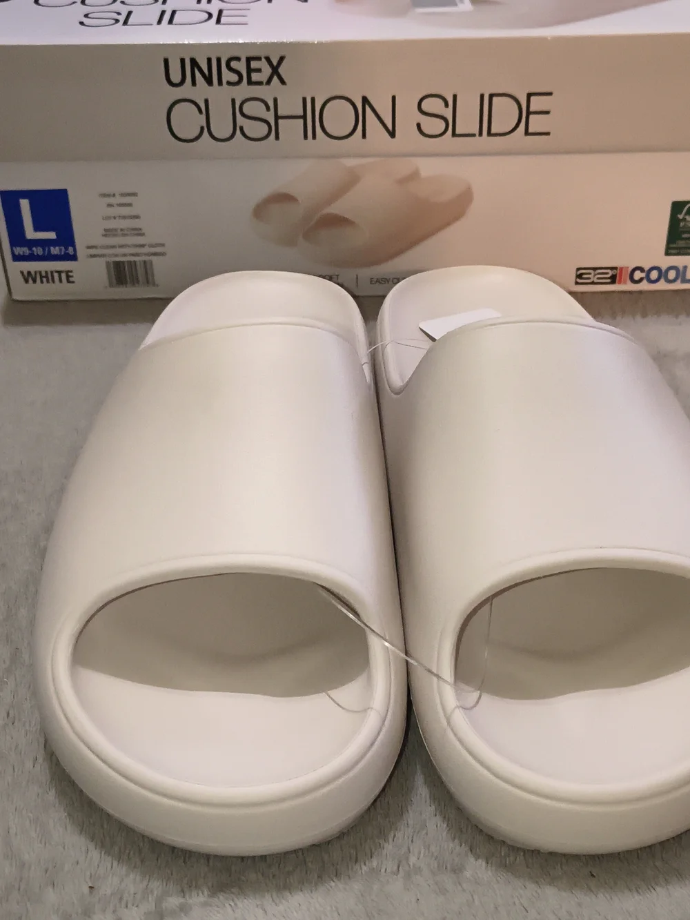 32 Degrees White Unisex Cushion Slide Sandals